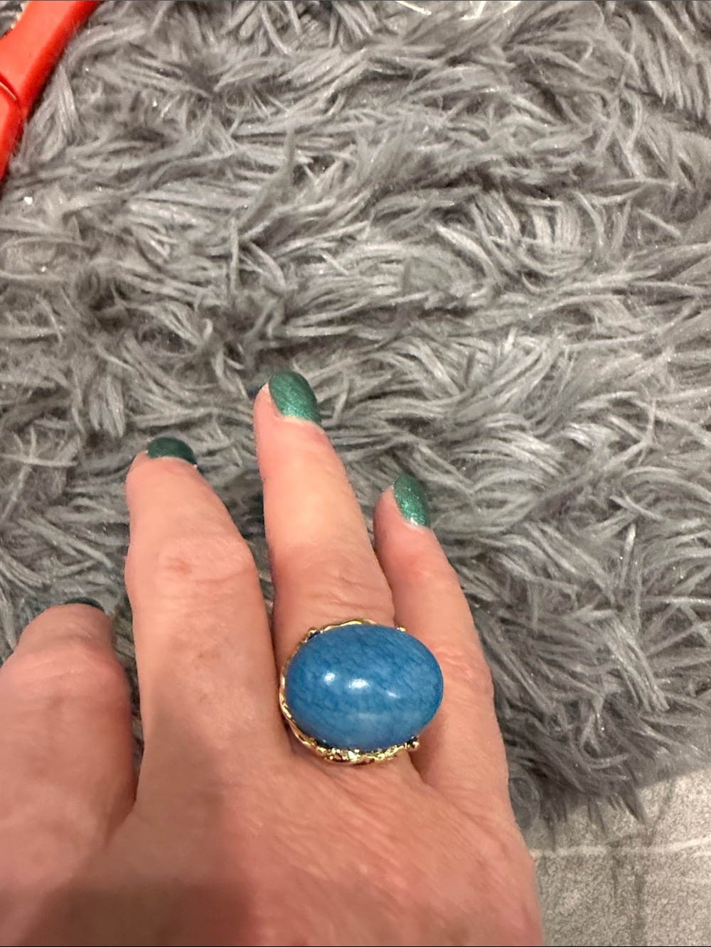 Park Lane Gold-Tone Ring with Bright Blue Cabochon